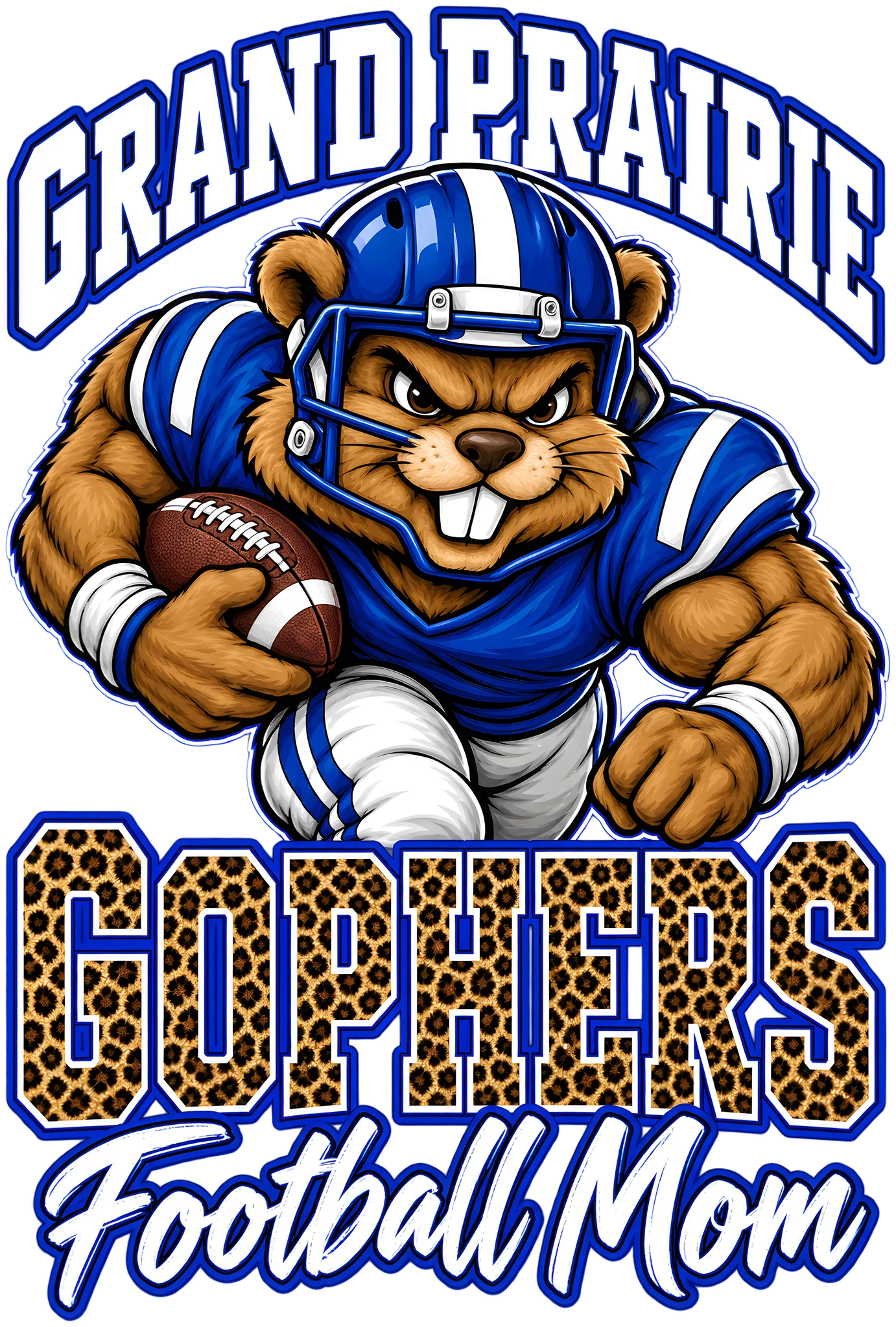 Grand Prairie Gophers Football Mom Leopard Varsity Game Day DTF Transfer
