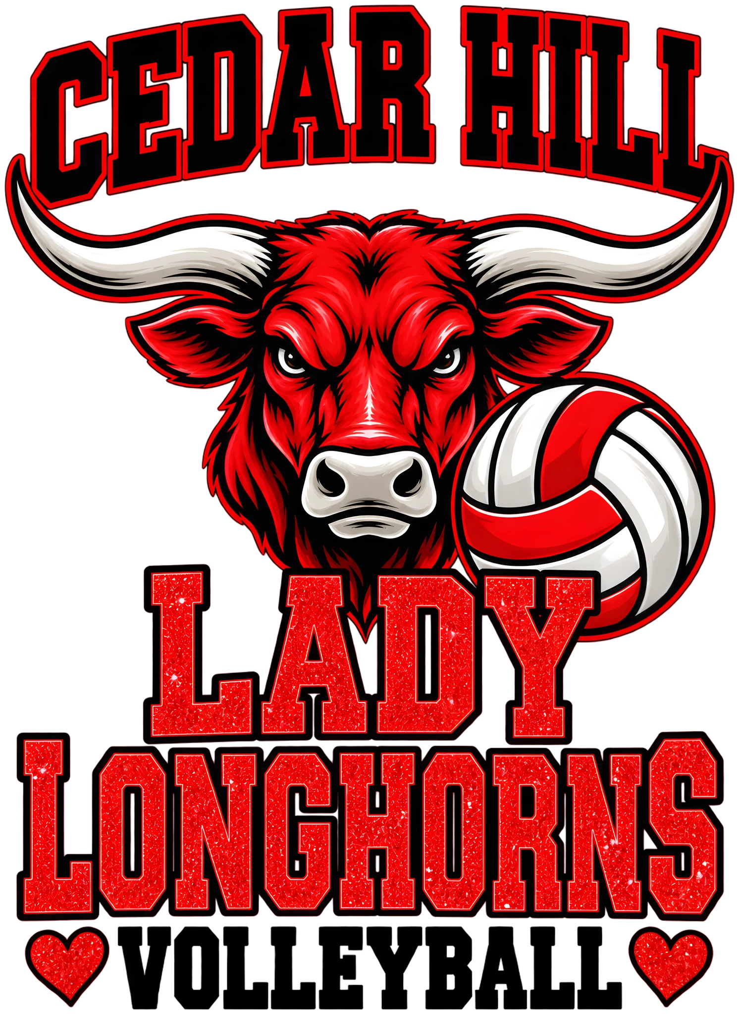 Cedar Hill Lady Longhorns Volleyball Glitter DTF Transfer