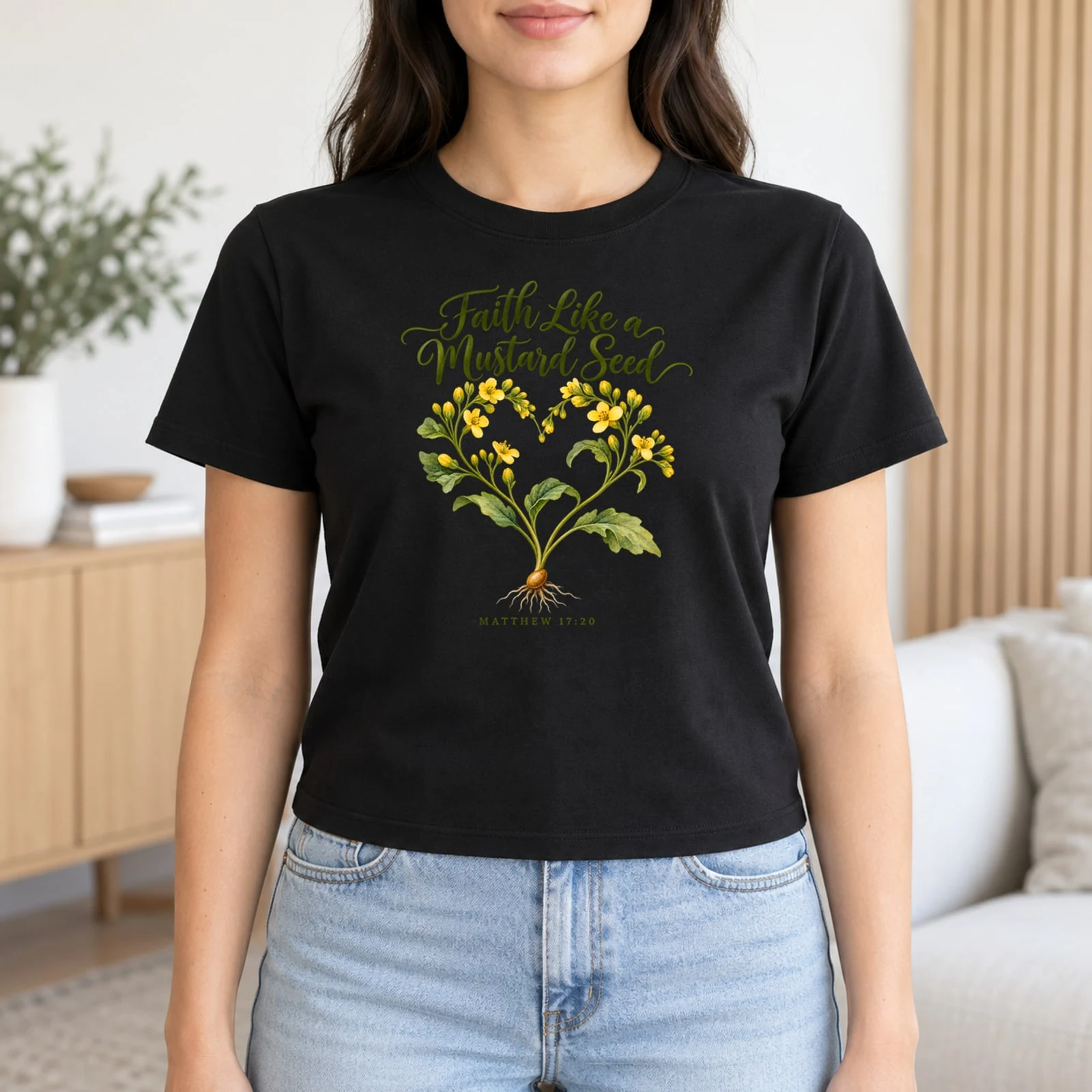 Faith Like a Mustard Seed Matthew 17:20 Botanical DTF Transfer