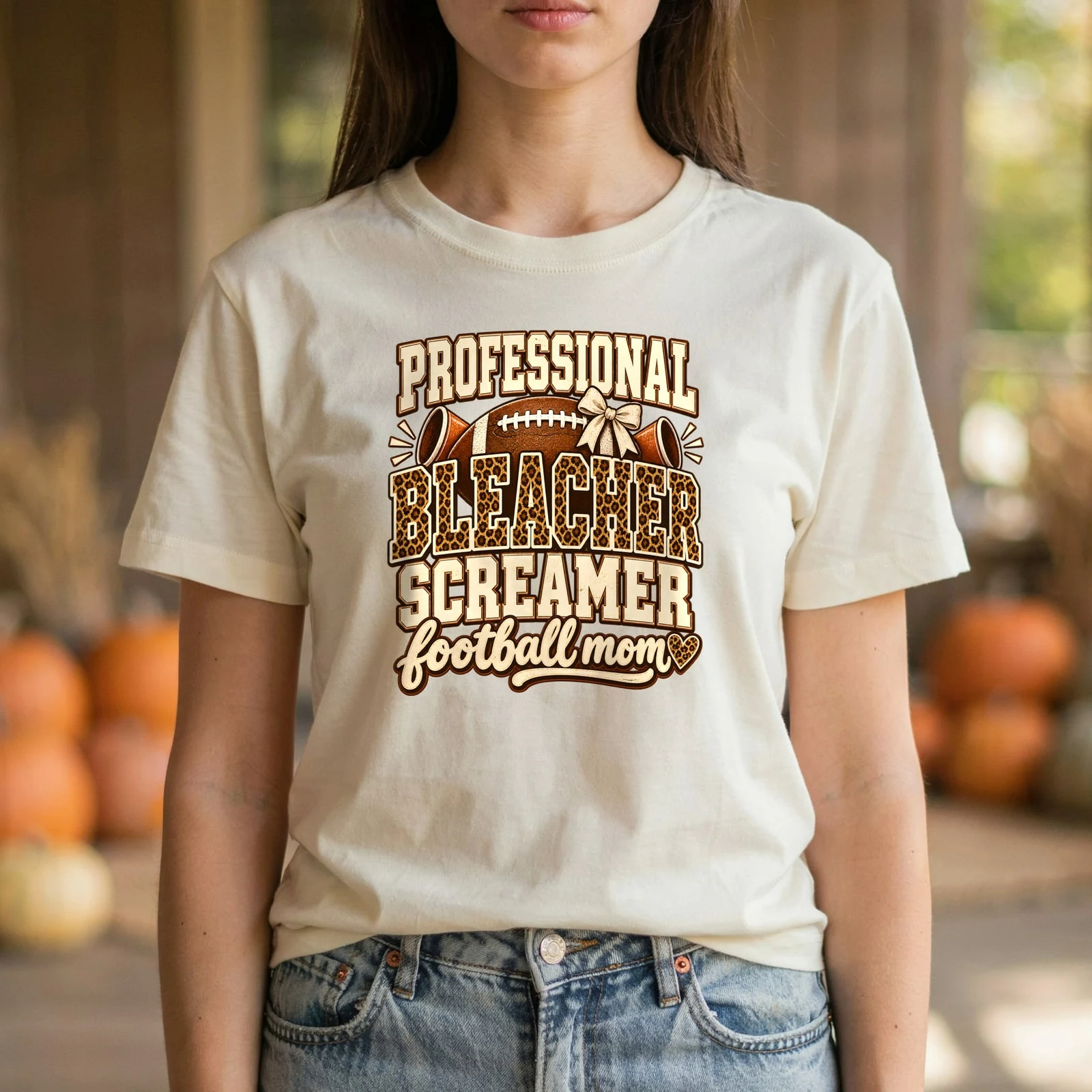 Professional Bleacher Screamer Football Mom Leopard Varsity Game Day DTF Transfer