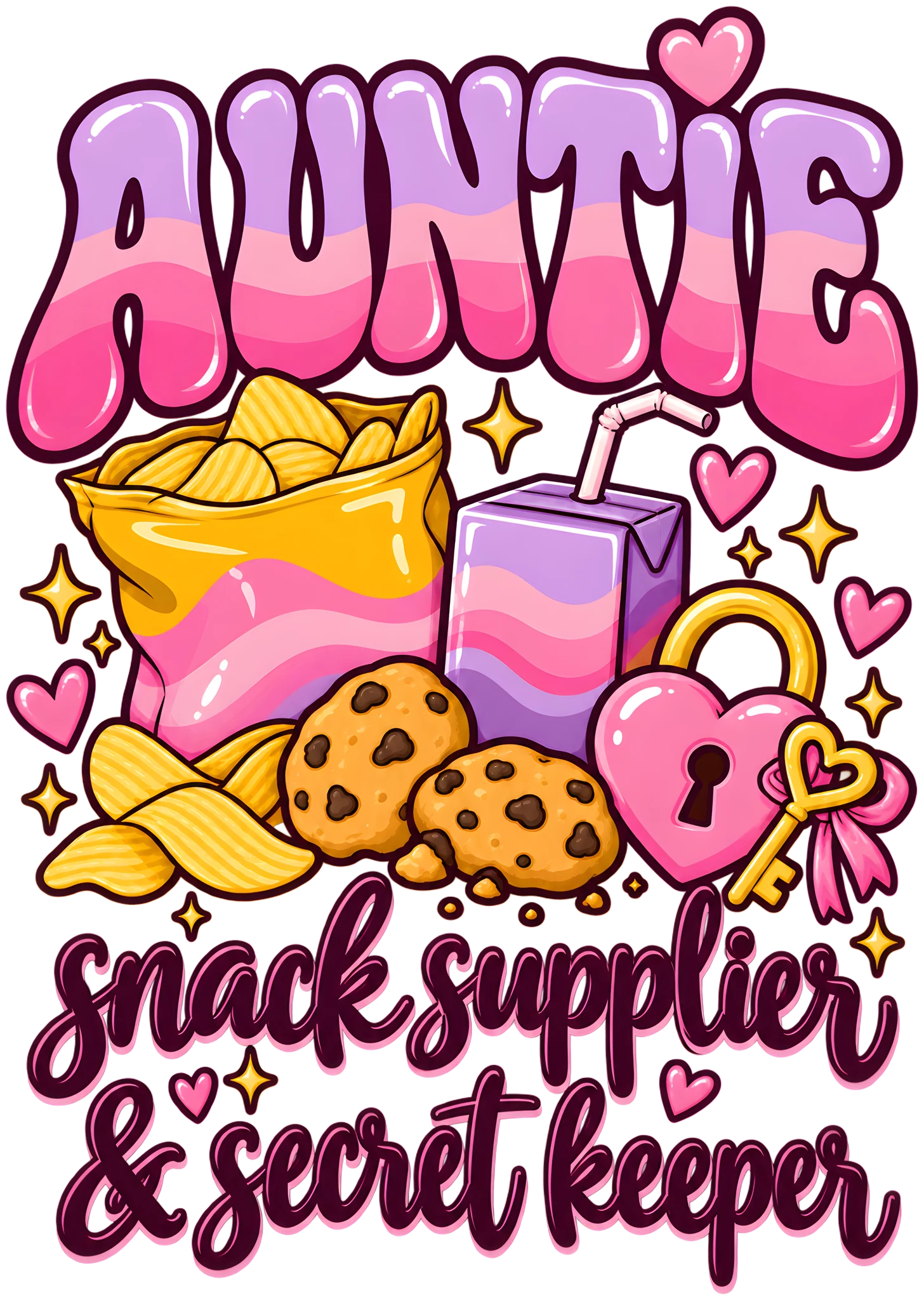 Auntie Snack Supplier and Secret Keeper Funny Aunt Retro DTF Transfer