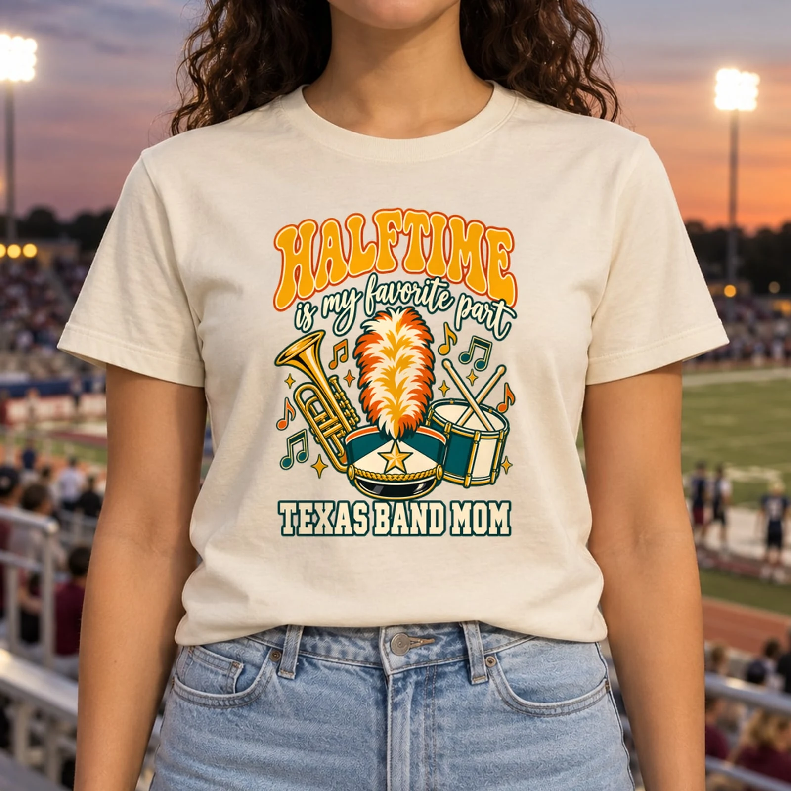 Halftime Is My Favorite Part Texas Band Mom Retro Marching Band DTF Transfer