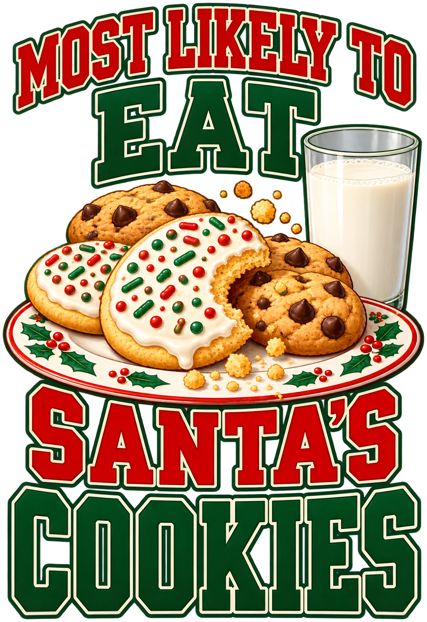 Most Likely to Eat Santa's Cookies Family Christmas Varsity DTF Transfer