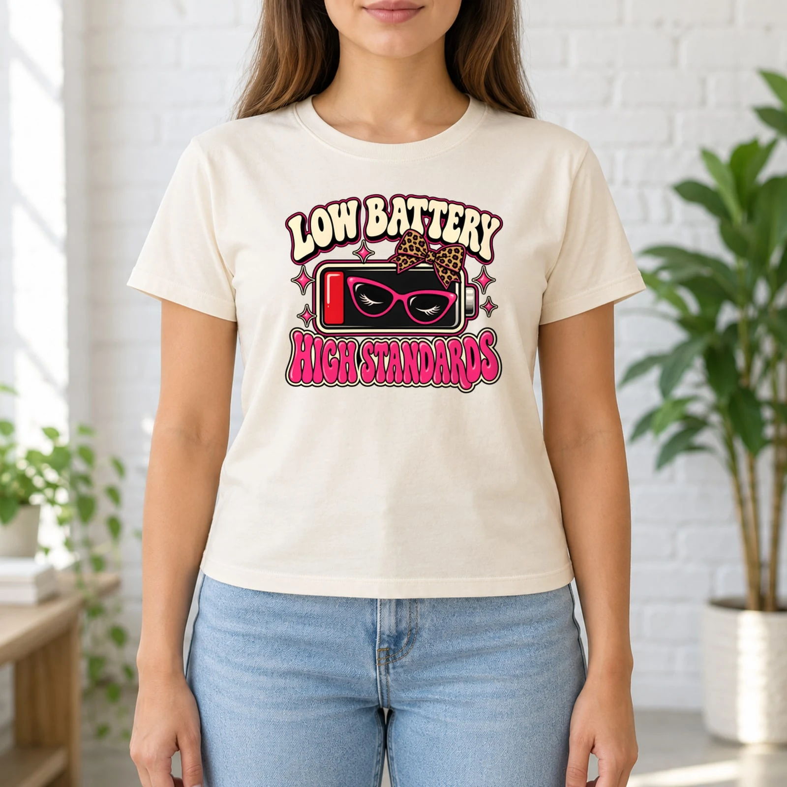 Low Battery High Standards Sassy Retro Leopard DTF Transfer