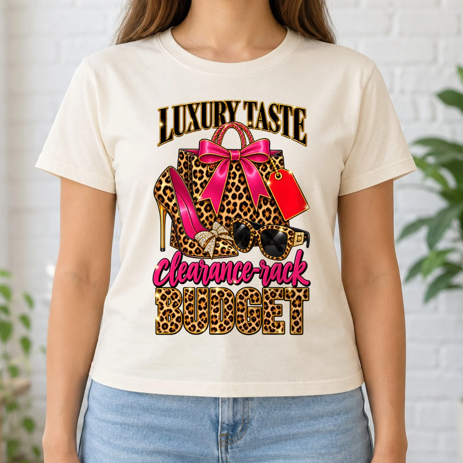 Luxury Taste Clearance Rack Budget Funny Sassy Leopard Retro DTF Transfer