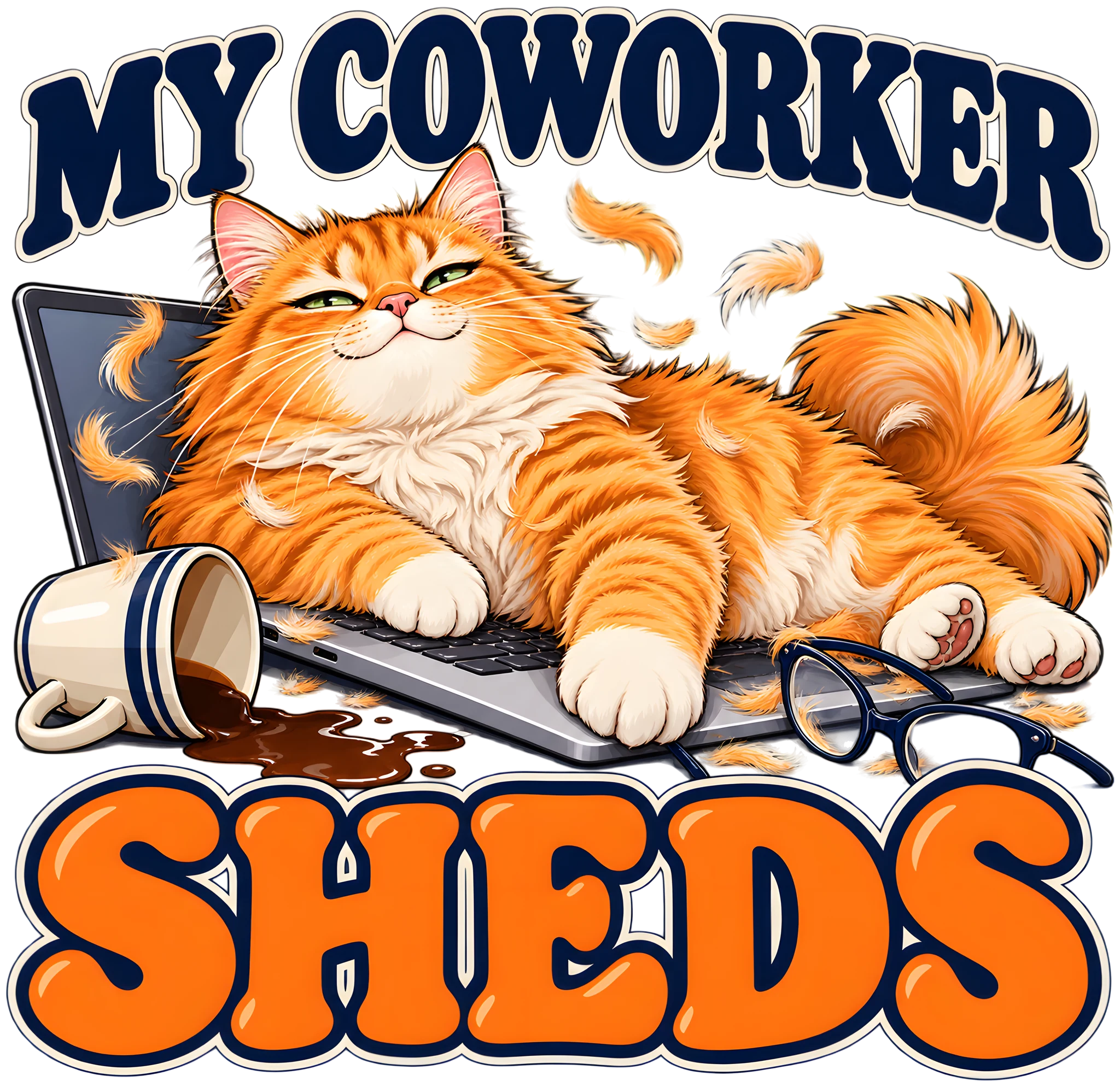 My Coworker Sheds Funny Work From Home Cat Laptop DTF Transfer