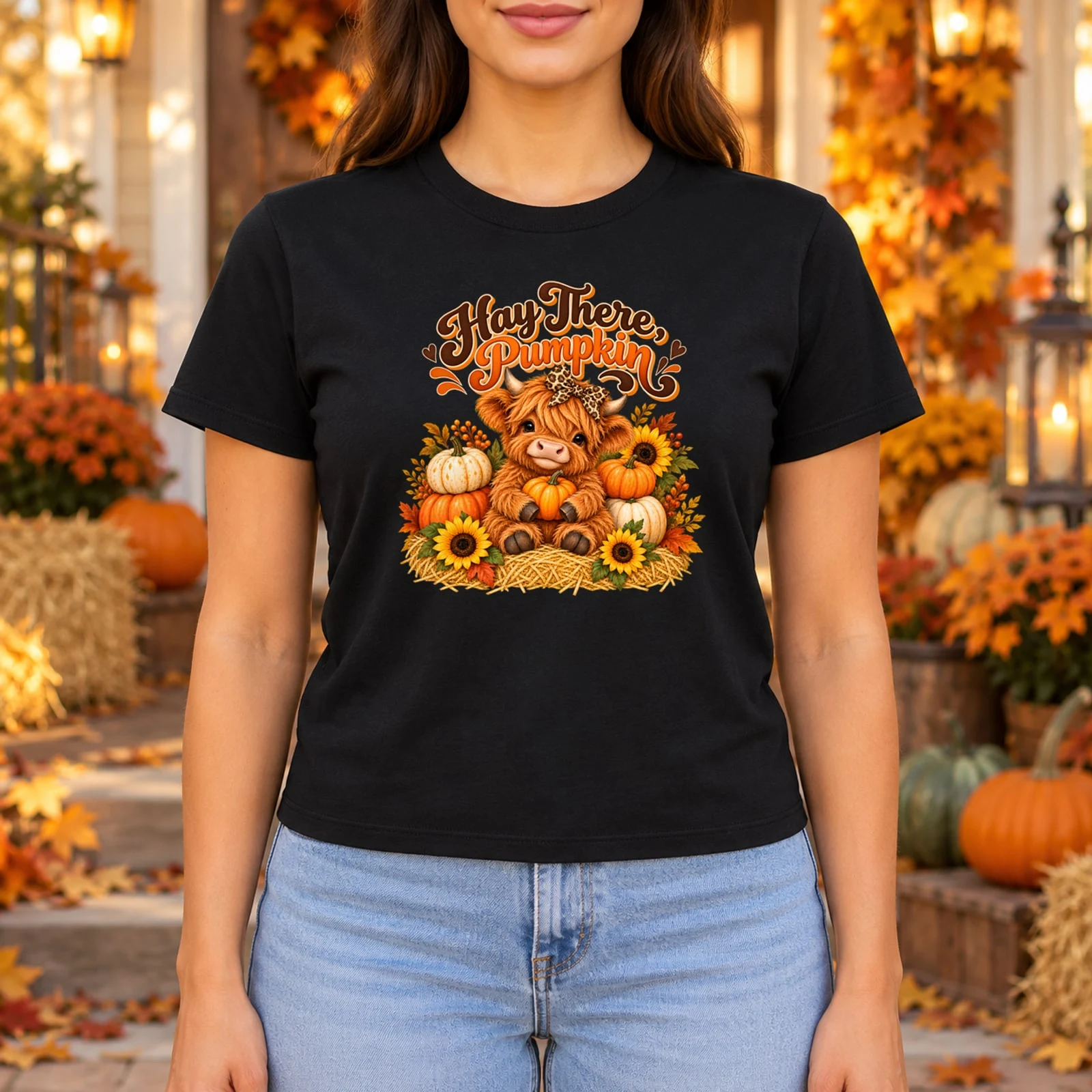 Hay There Pumpkin Highland Cow Calf Fall DTF Transfer