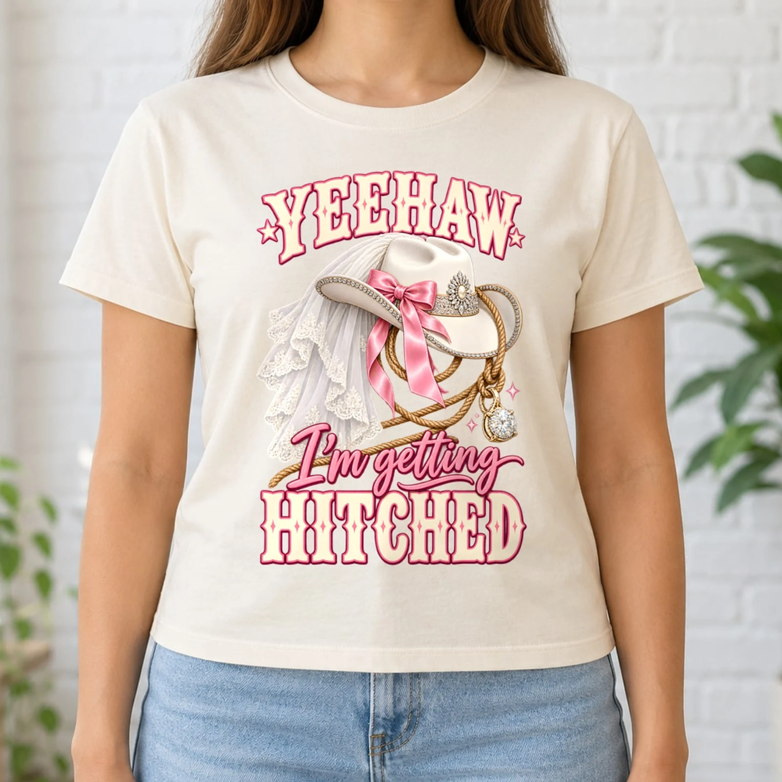 Yeehaw I'm Getting Hitched Western Cowgirl Bride Bachelorette DTF Transfer