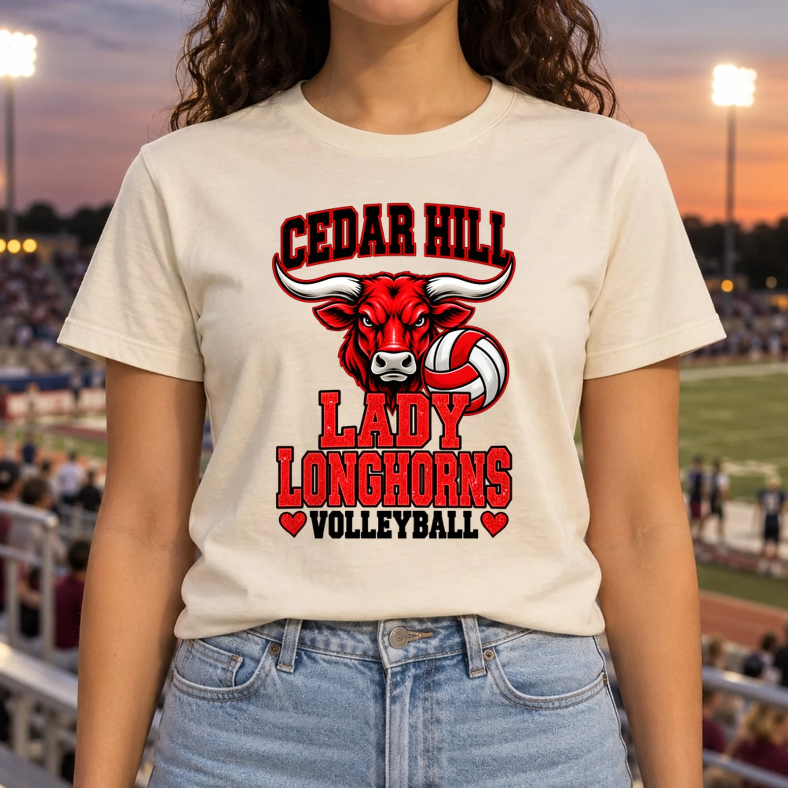 Cedar Hill Lady Longhorns Volleyball Glitter DTF Transfer