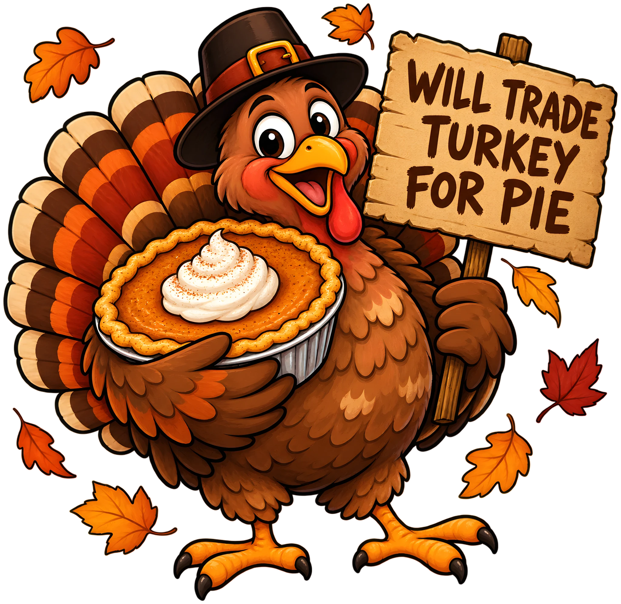 Will Trade Turkey for Pie Funny Thanksgiving Turkey DTF Transfer