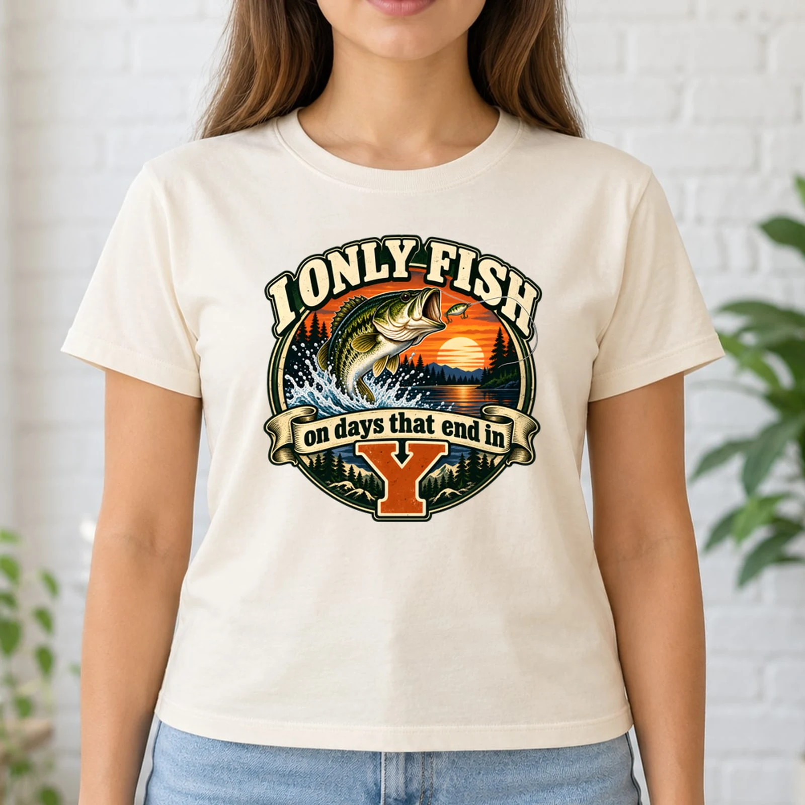 I Only Fish on Days That End in Y Vintage Bass Fishing DTF Transfer