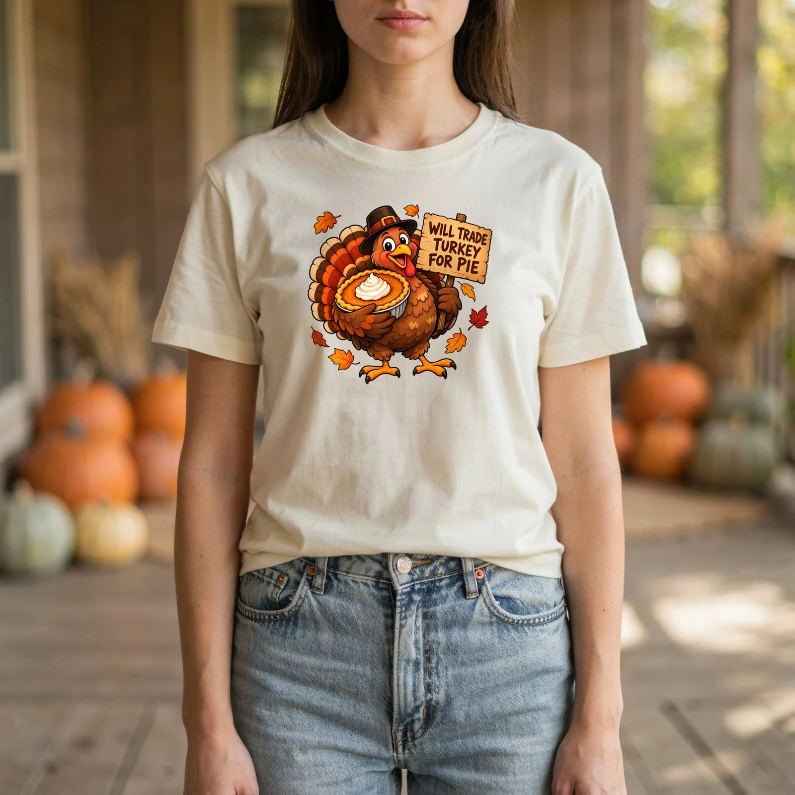 Will Trade Turkey for Pie Funny Thanksgiving Turkey DTF Transfer