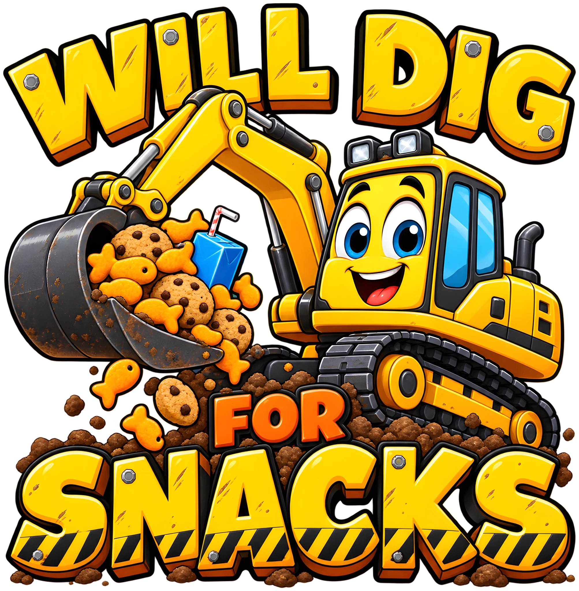 Will Dig for Snacks Funny Kids Construction Excavator DTF Transfer