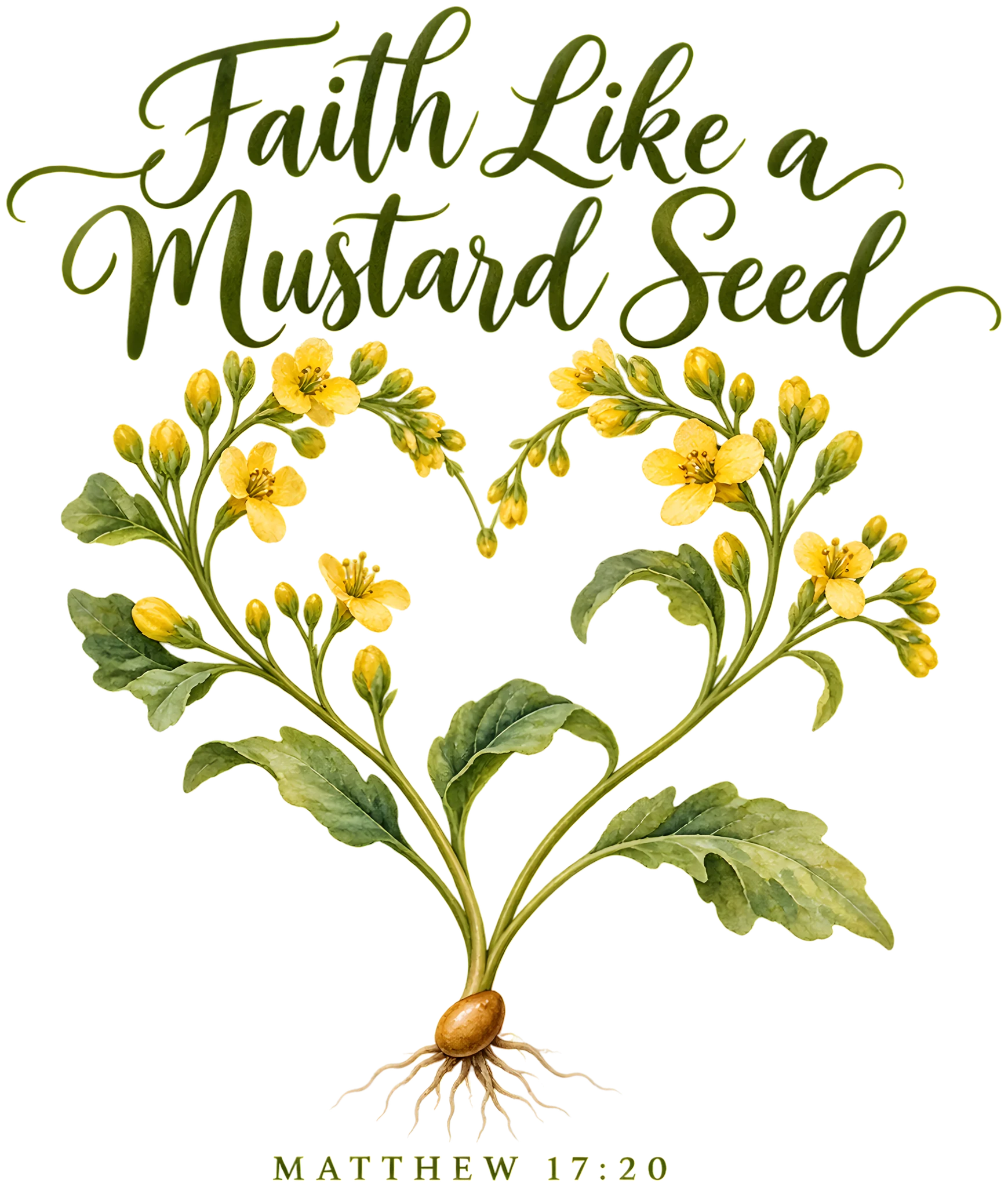 Faith Like a Mustard Seed Matthew 17:20 Botanical DTF Transfer