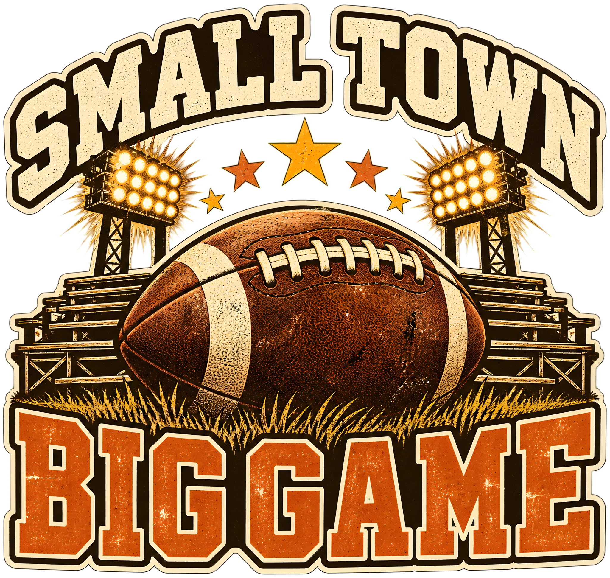 Small Town Big Game Vintage Stadium Lights Football DTF Transfer