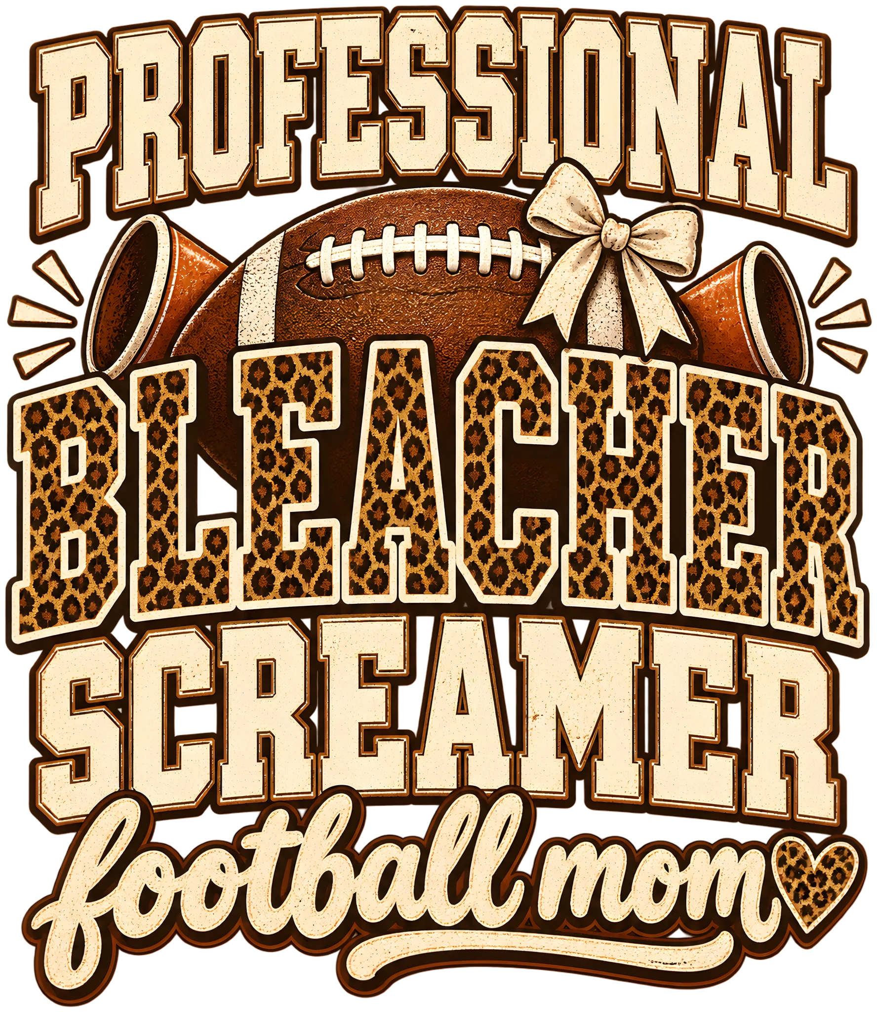 Professional Bleacher Screamer Football Mom Leopard Varsity Game Day DTF Transfer