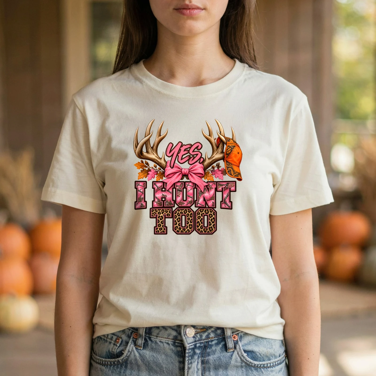 Yes I Hunt Too Girly Camo Leopard Deer Hunting DTF Transfer