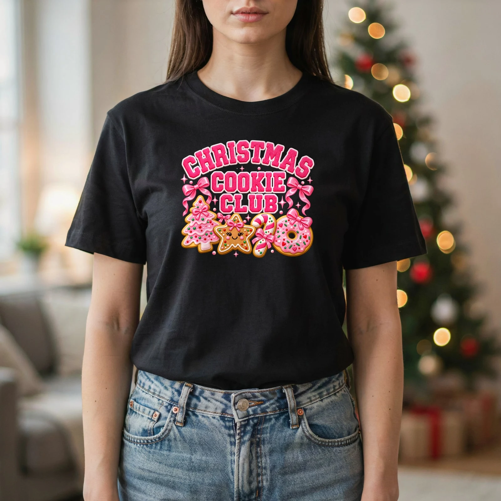 Christmas Cookie Club Preppy Pink Varsity Chenille DTF Transfer