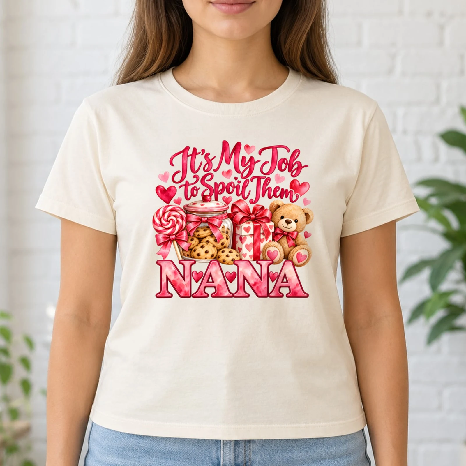 It's My Job to Spoil Them Nana Watercolor Hearts Grandma DTF Transfer