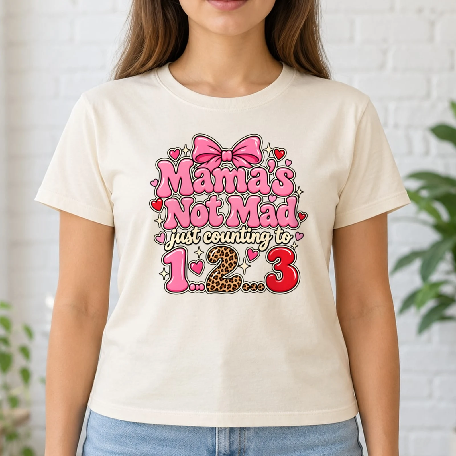 Mama's Not Mad Just Counting to Three Funny Mom Coquette Bow DTF Transfer