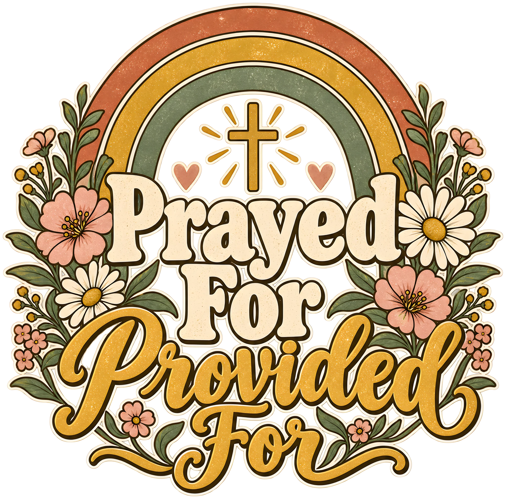 Prayed For Provided For Boho Rainbow Christian DTF Transfer