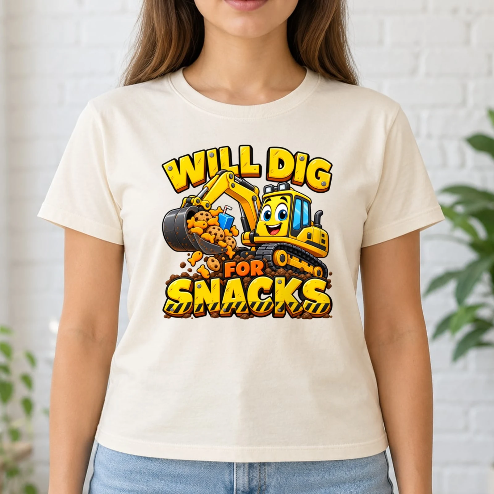 Will Dig for Snacks Funny Kids Construction Excavator DTF Transfer