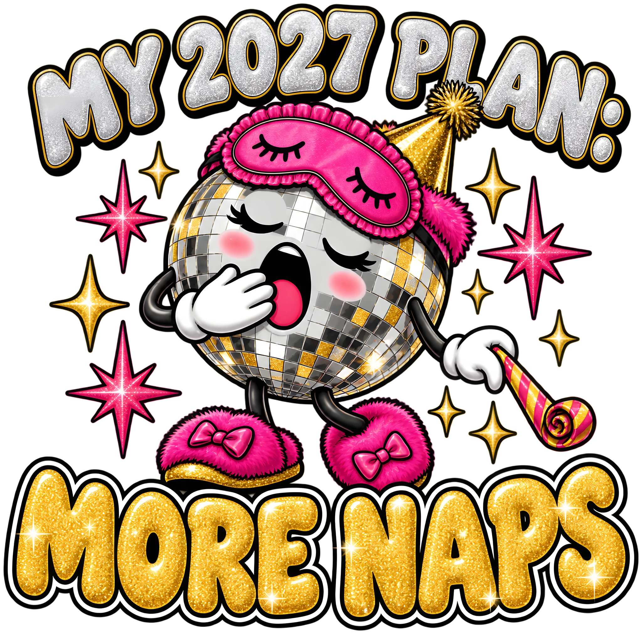 My 2027 Plan More Naps Funny Sleepy Disco Ball New Year DTF Transfer