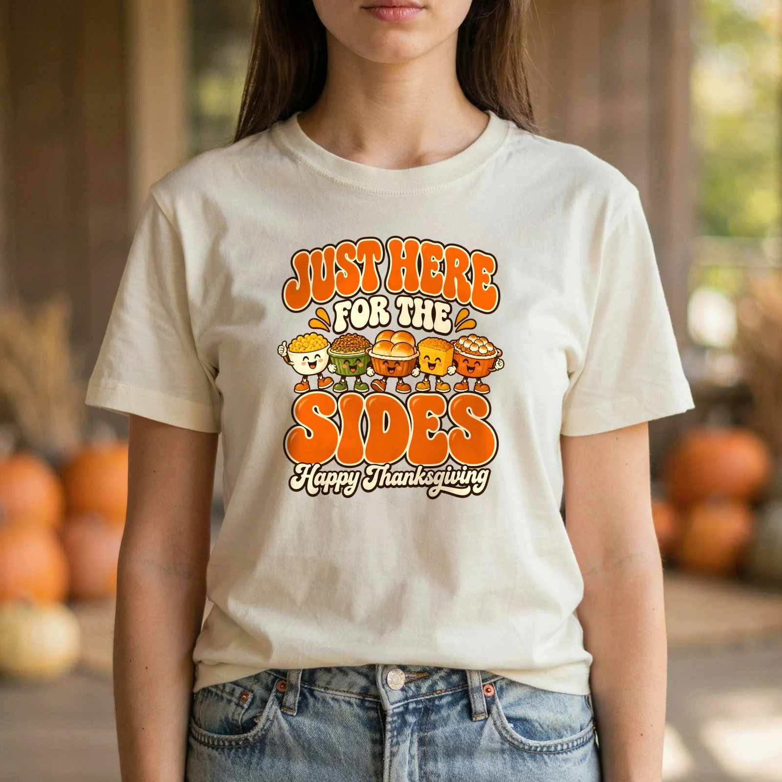 Just Here for the Sides Funny Retro Thanksgiving Casserole DTF Transfer