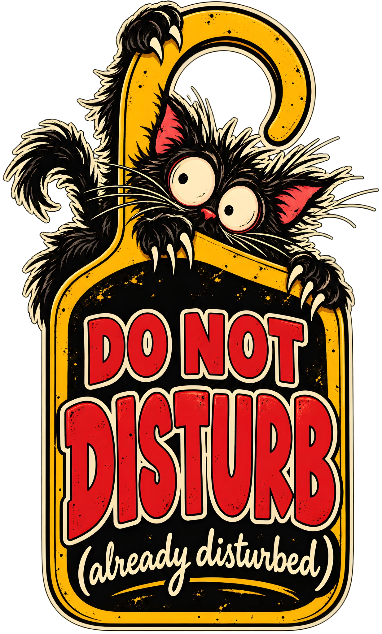 Do Not Disturb Already Disturbed Funny Sarcastic Cat Door Hanger DTF Transfer