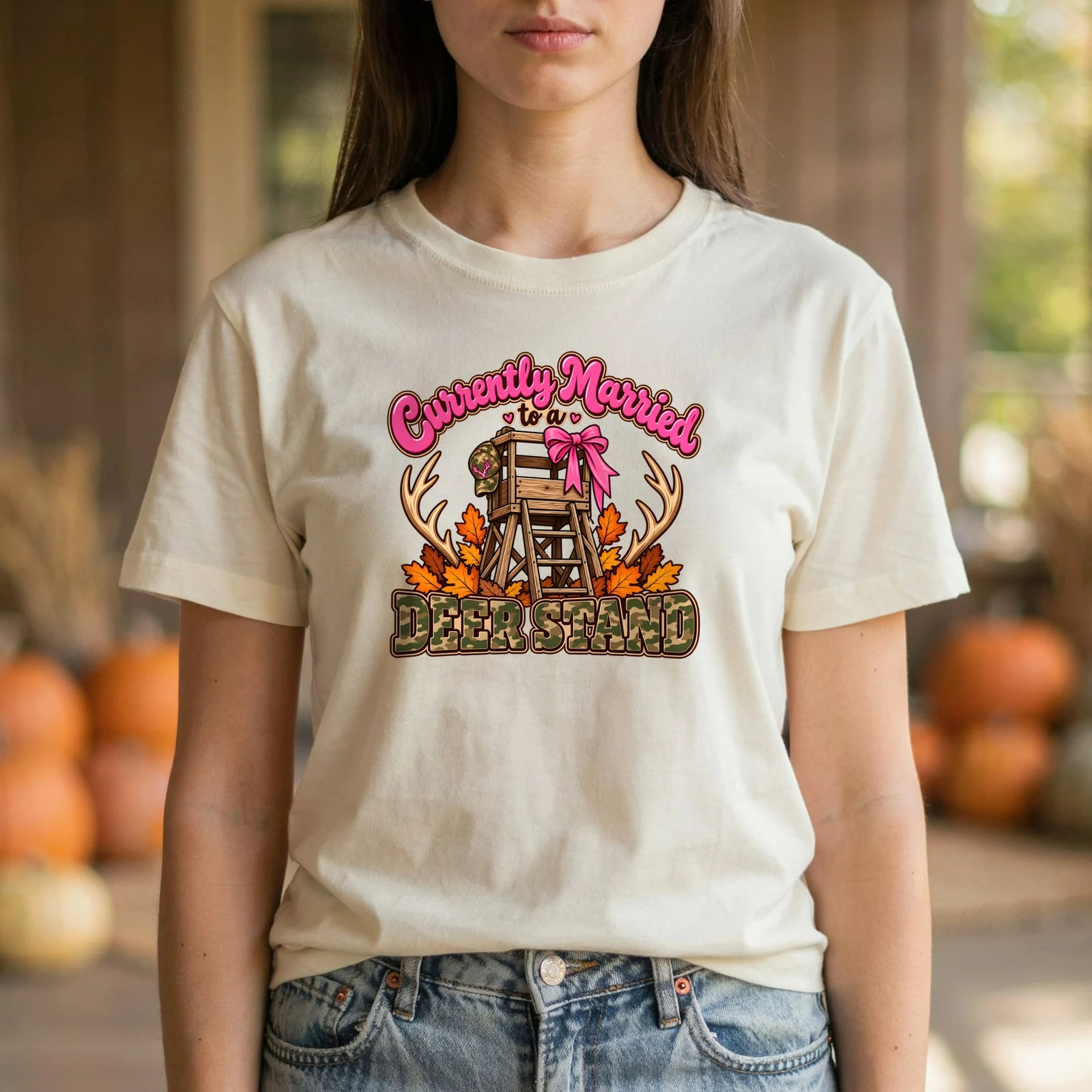 Currently Married to a Deer Stand Funny Hunting Wife Camo Bow DTF Transfer