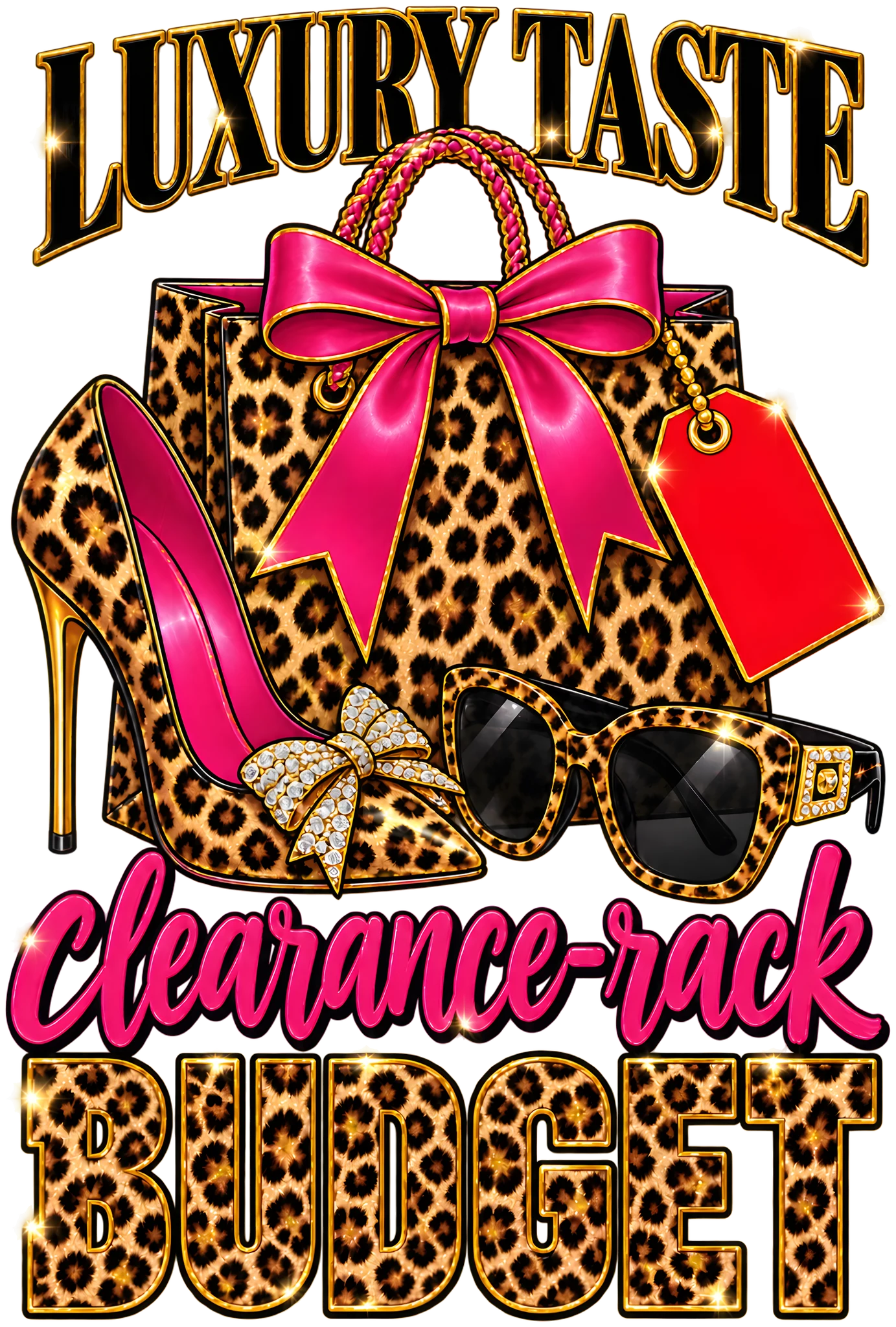 Luxury Taste Clearance Rack Budget Funny Sassy Leopard Retro DTF Transfer
