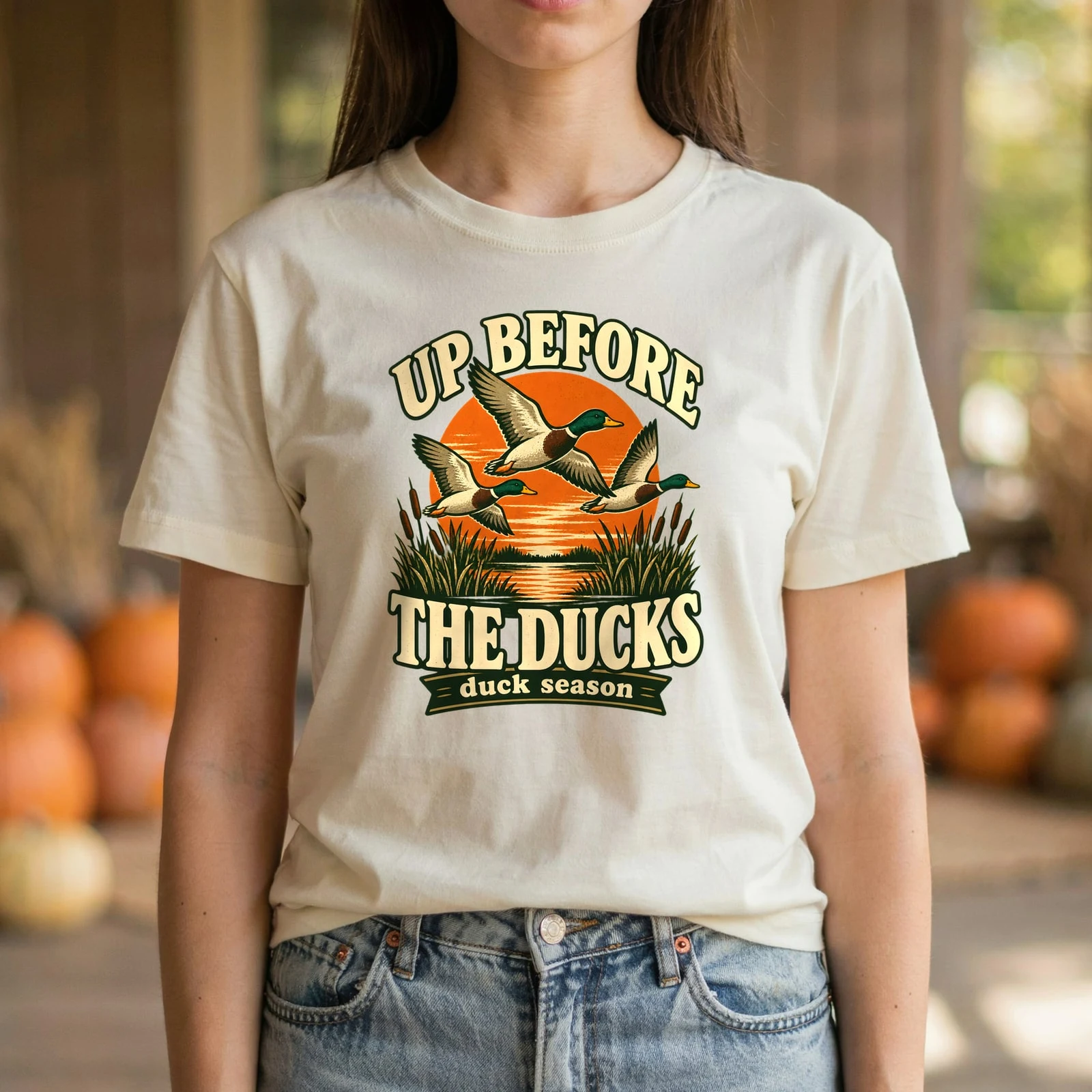 Up Before the Ducks Vintage Mallard Duck Hunting Season DTF Transfer