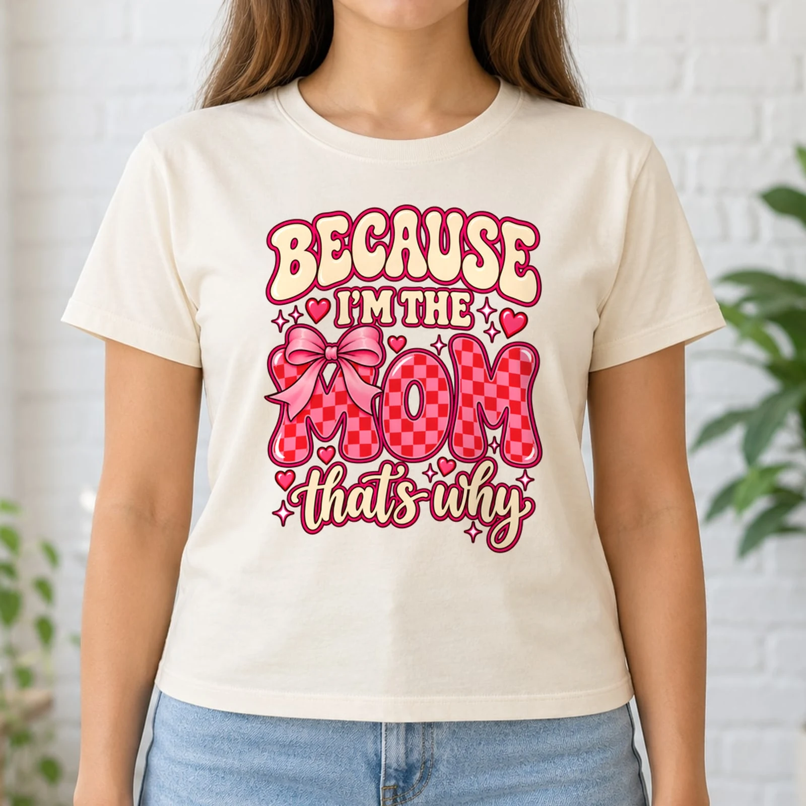 Because I'm the Mom That's Why Funny Mom Retro Coquette Bow DTF Transfer
