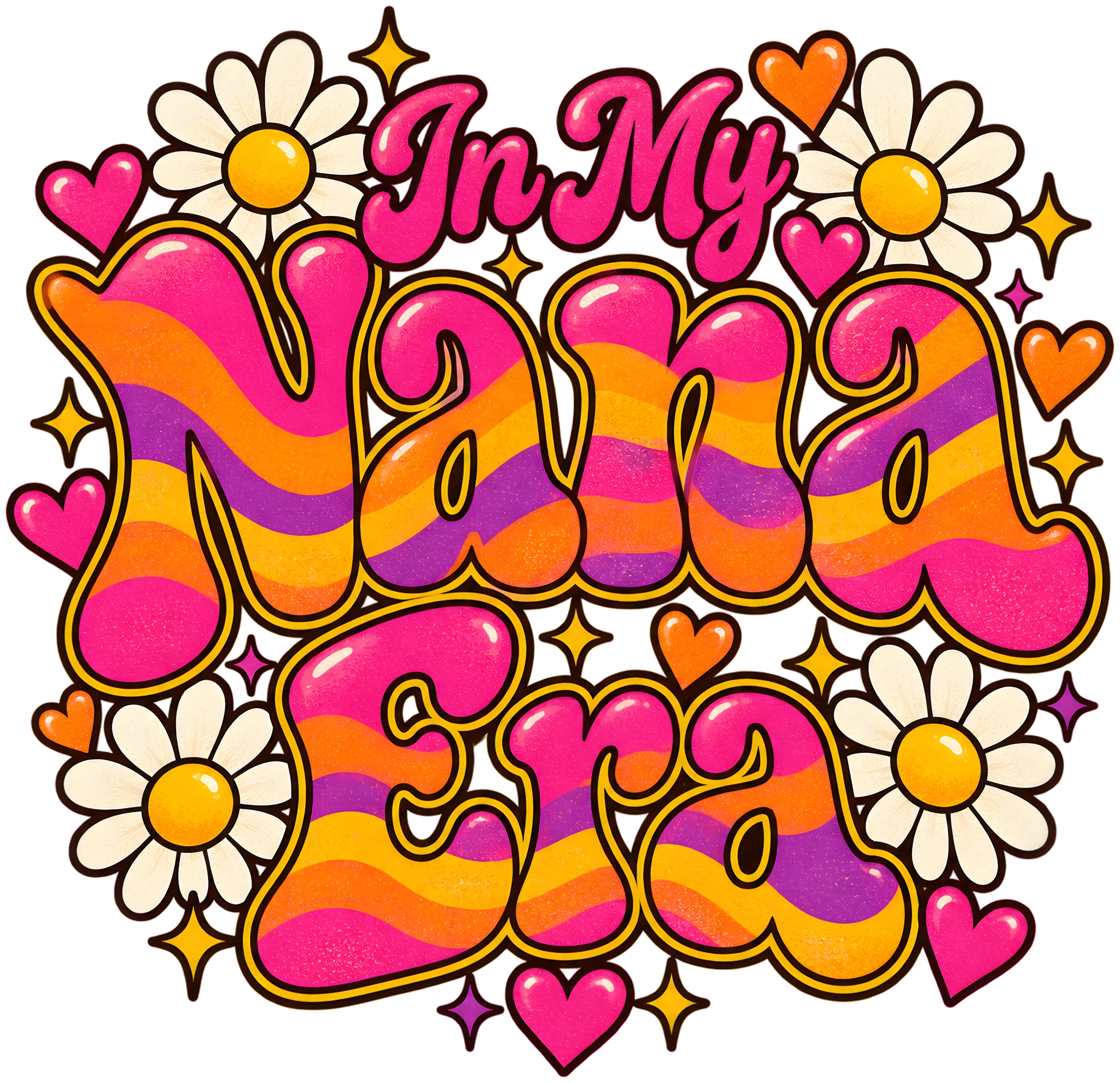 In My Nana Era Retro Groovy Grandma DTF Transfer