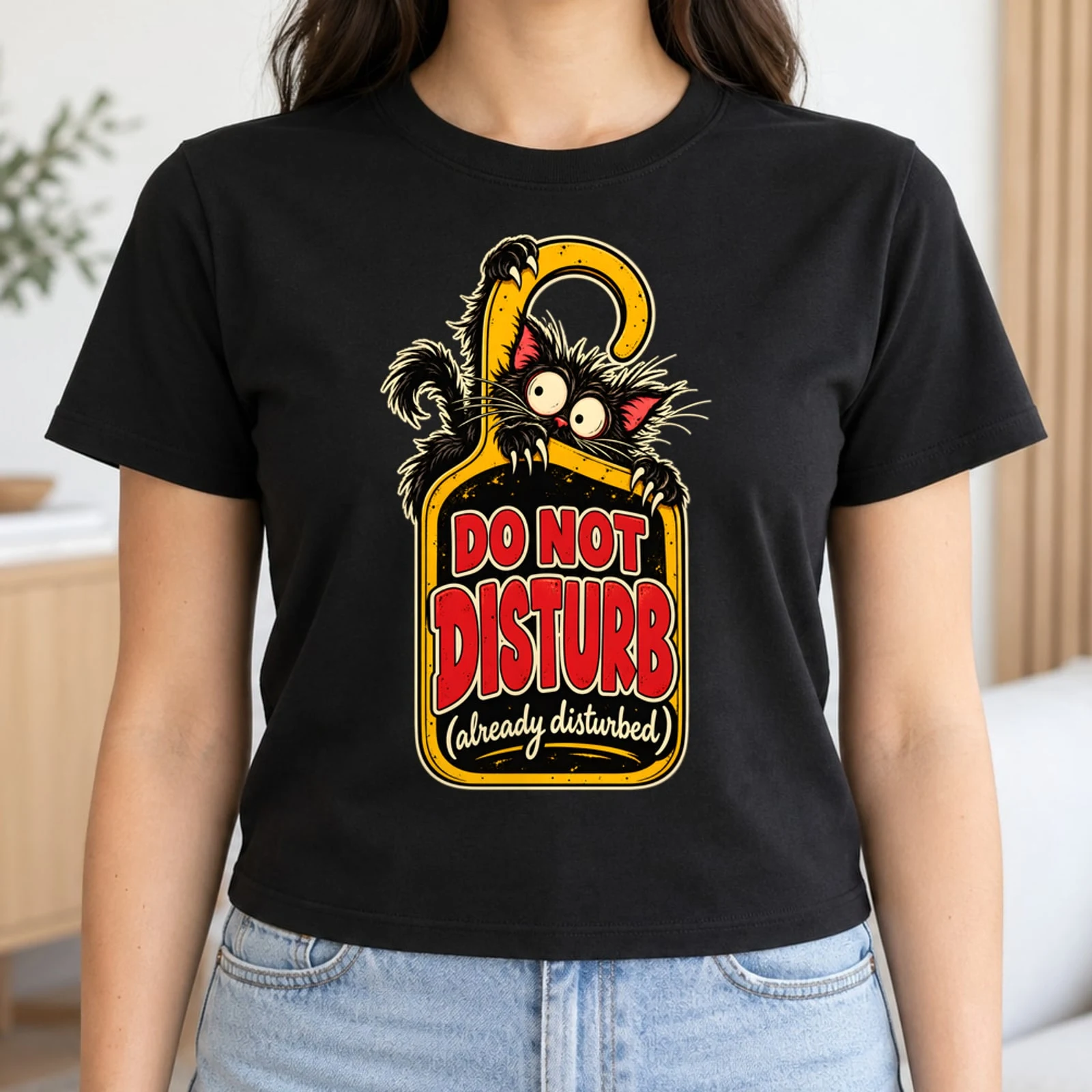 Do Not Disturb Already Disturbed Funny Sarcastic Cat Door Hanger DTF Transfer