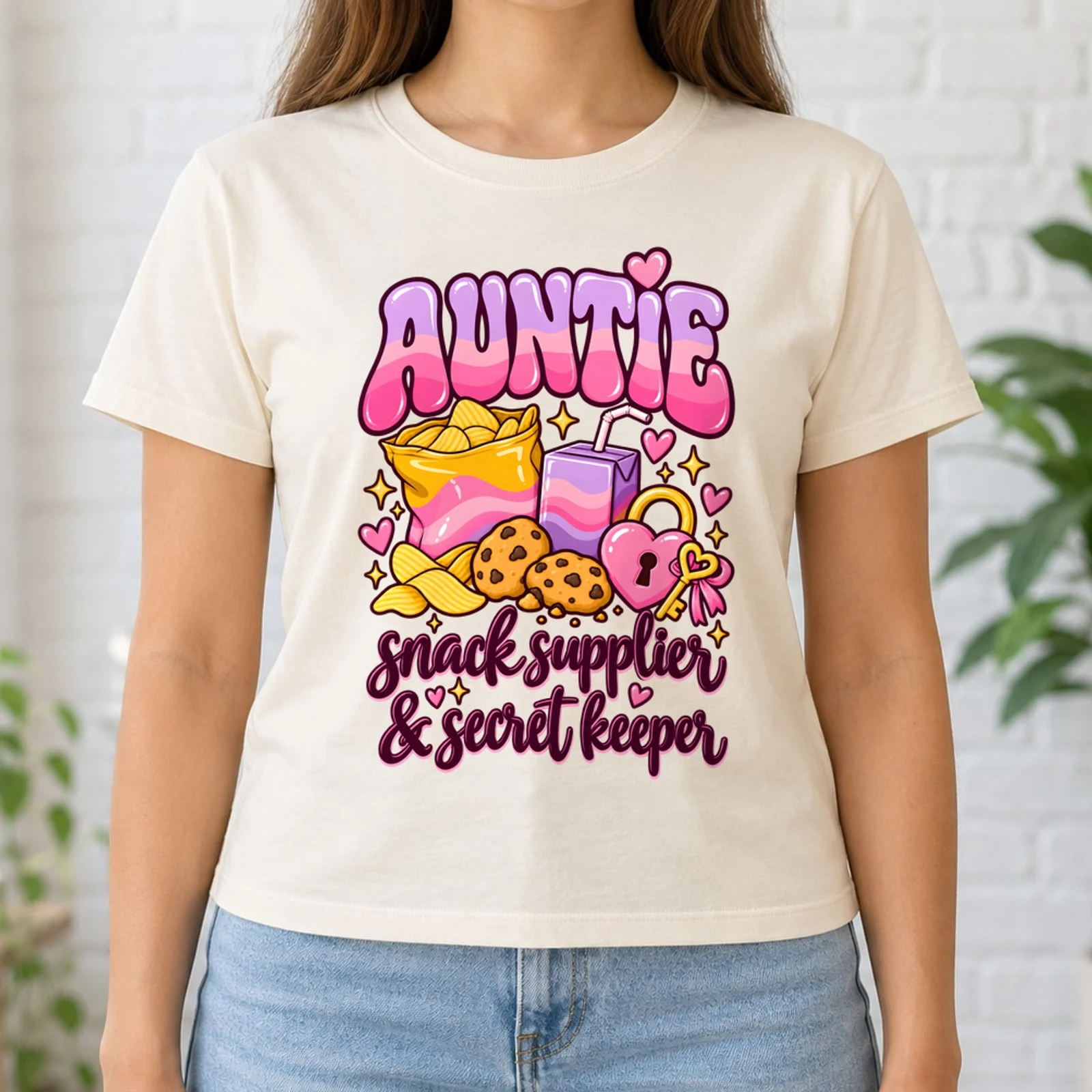 Auntie Snack Supplier and Secret Keeper Funny Aunt Retro DTF Transfer